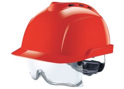 MSA V-Gard 930 Belüfteter Schutzhelm | Integrierte Überbrille | Rot