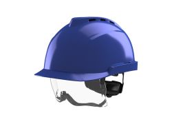 MSA V-Gard 930 Belüfteter Schutzhelm | Integrierte Überbrille | Blau