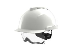 MSA V-Gard 930 Unbelüfteter Schutzhelm | Integrierte Überbrille | Weiß