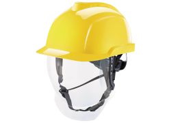 MSA V-Gard 950 Unbelüfteter Schutzhelm | Integrierter Gesichtsschutz l | Gelb