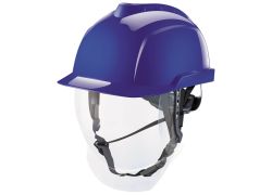 MSA V-Gard 950 Unbelüfteter Schutzhelm | Integrierter Gesichtsschutz l | Blau